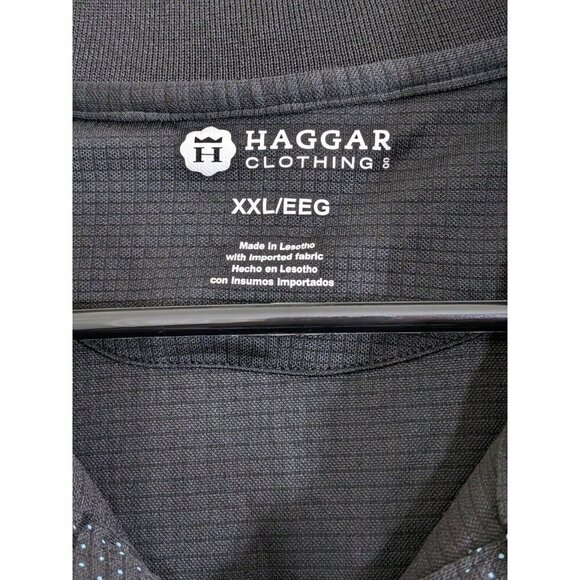 Mens Shirt XXL Navy Blue Swordfish Polka Dot Casual Button Up Collared Stretch - Picture 4 of 5